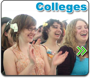 college comedy shows button - picture of college girls laughing